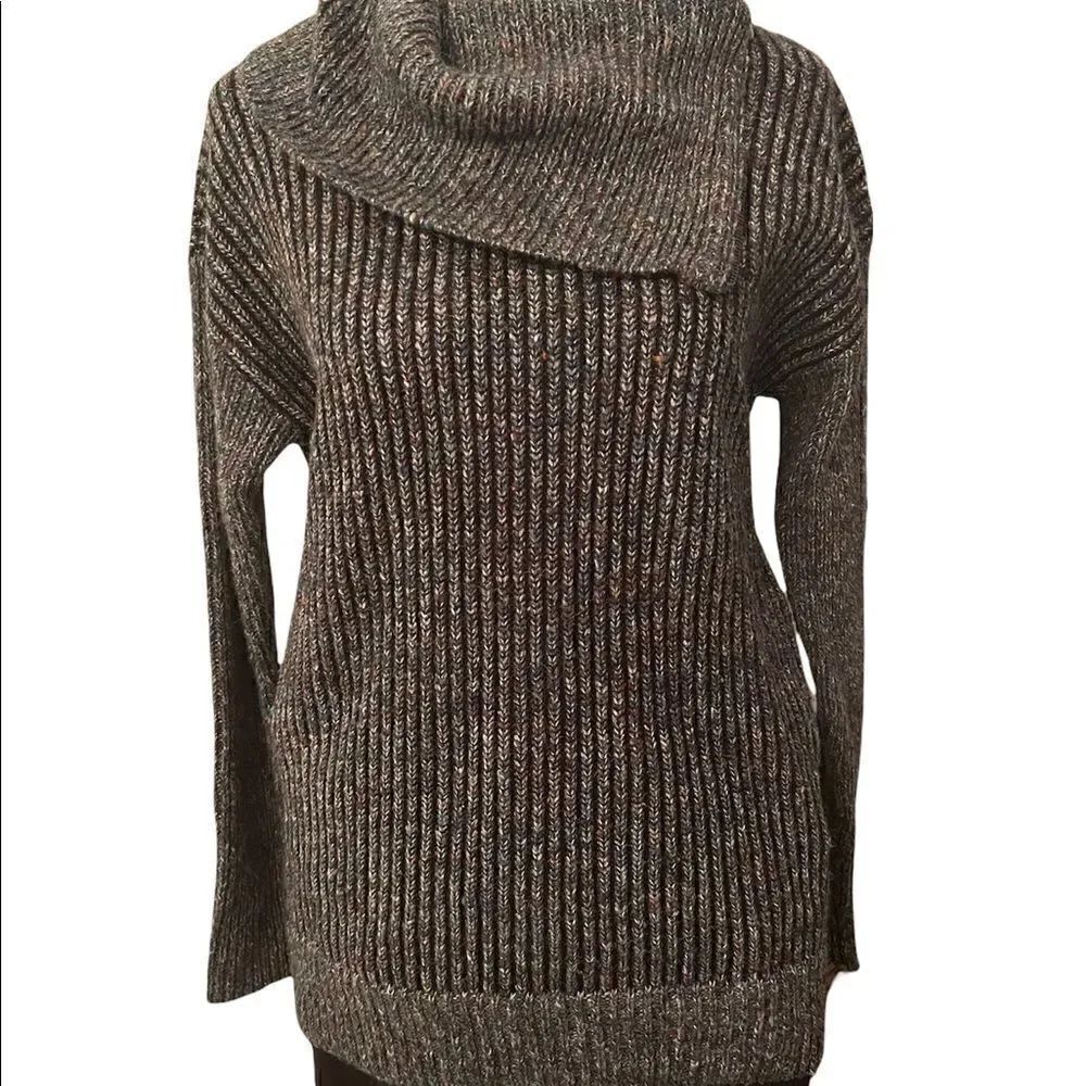 Leo & Nicole NWT szS draped collar heathered blue gray cream burgundy colors